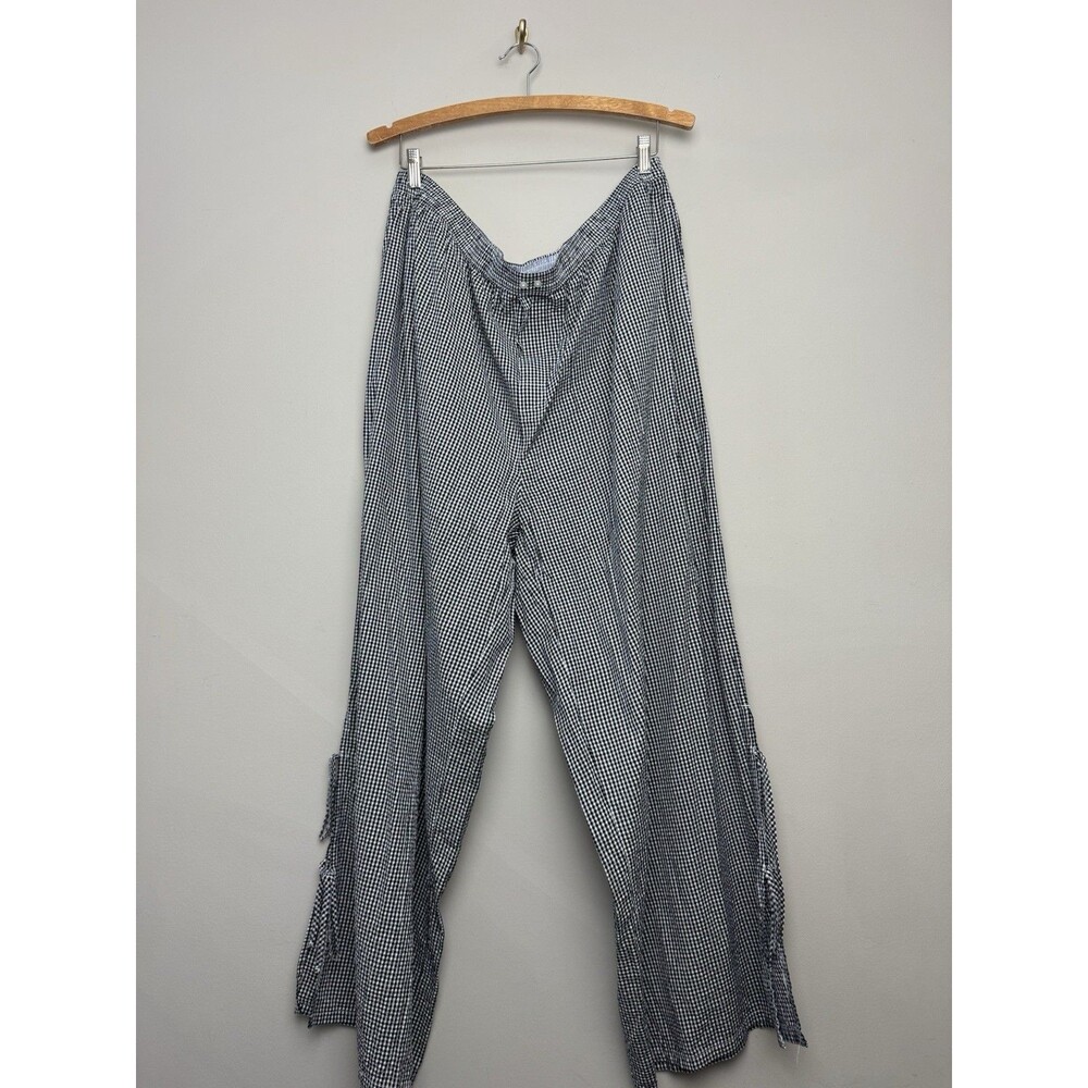 Aerie American Eagle Pajama Pants Size 2XL Black White Check Tie Ankle